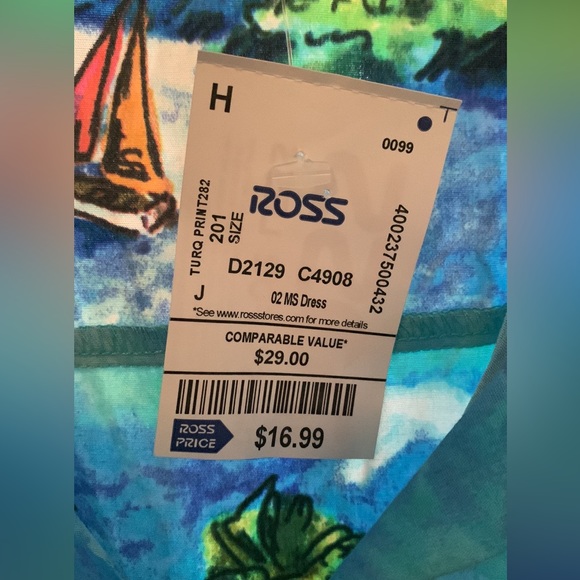 NWT belted sundress with tropical sailboat print- L - Picture 3 of 3